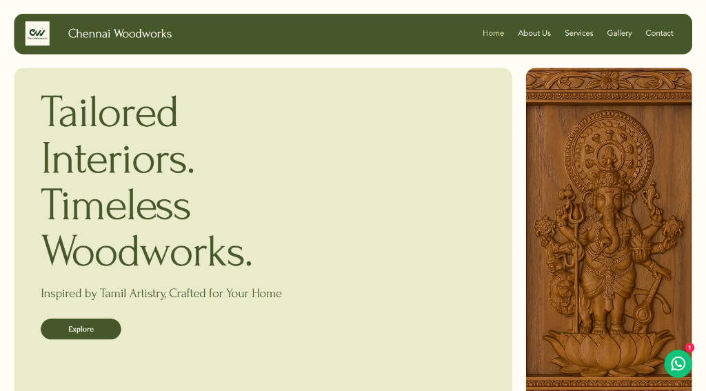 Chennai Woodworks Website Landing Page